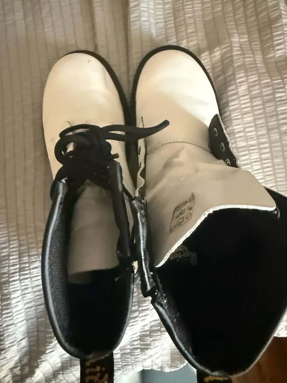 Dr. Martens 1460Y Youth White Combat Boots with Side Zipper